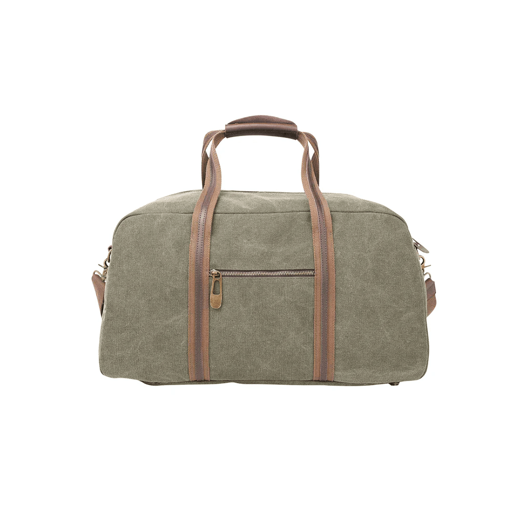 un sac de voyage "Tolbiac" olive ZEDE, vue de derrière sur fond blanc