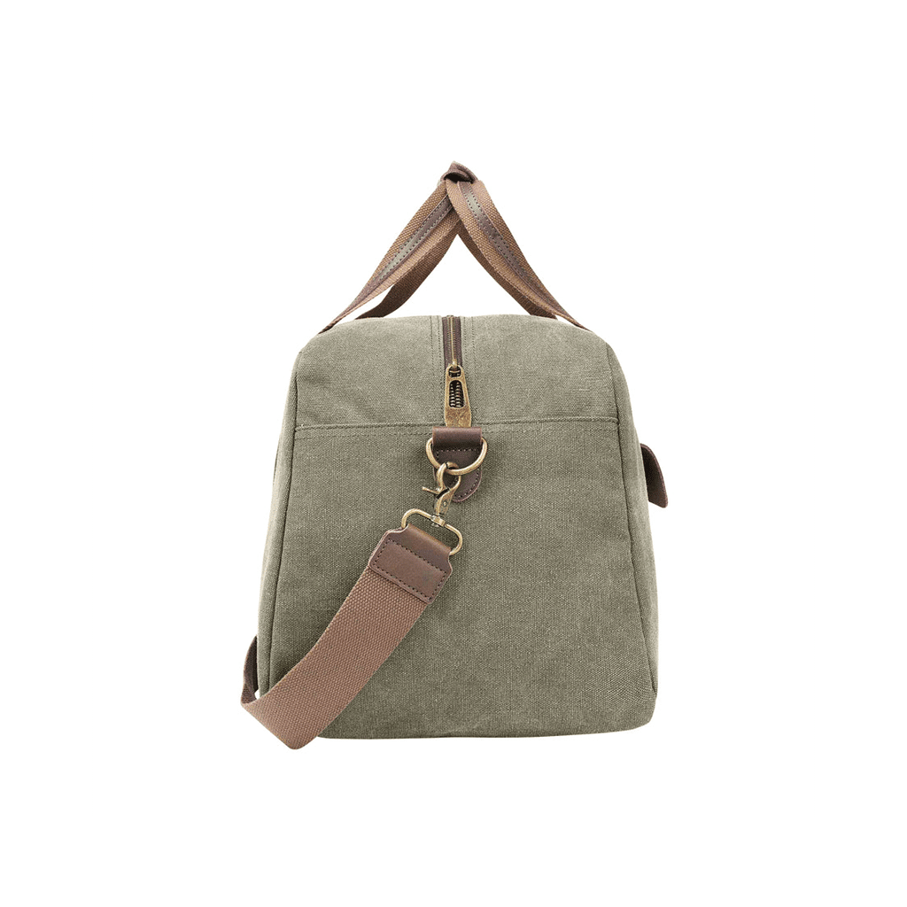 un sac de voyage "Tolbiac" olive ZEDE, vue de côté sur fond blanc