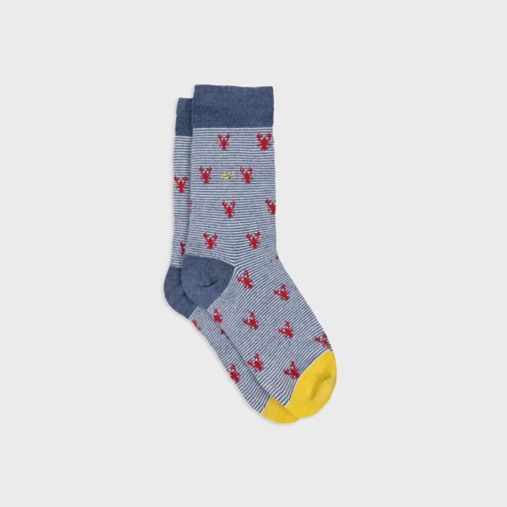 une paire de chaussettes en coton peigné "Homard" Billybelt, vue de face sur fond blanc