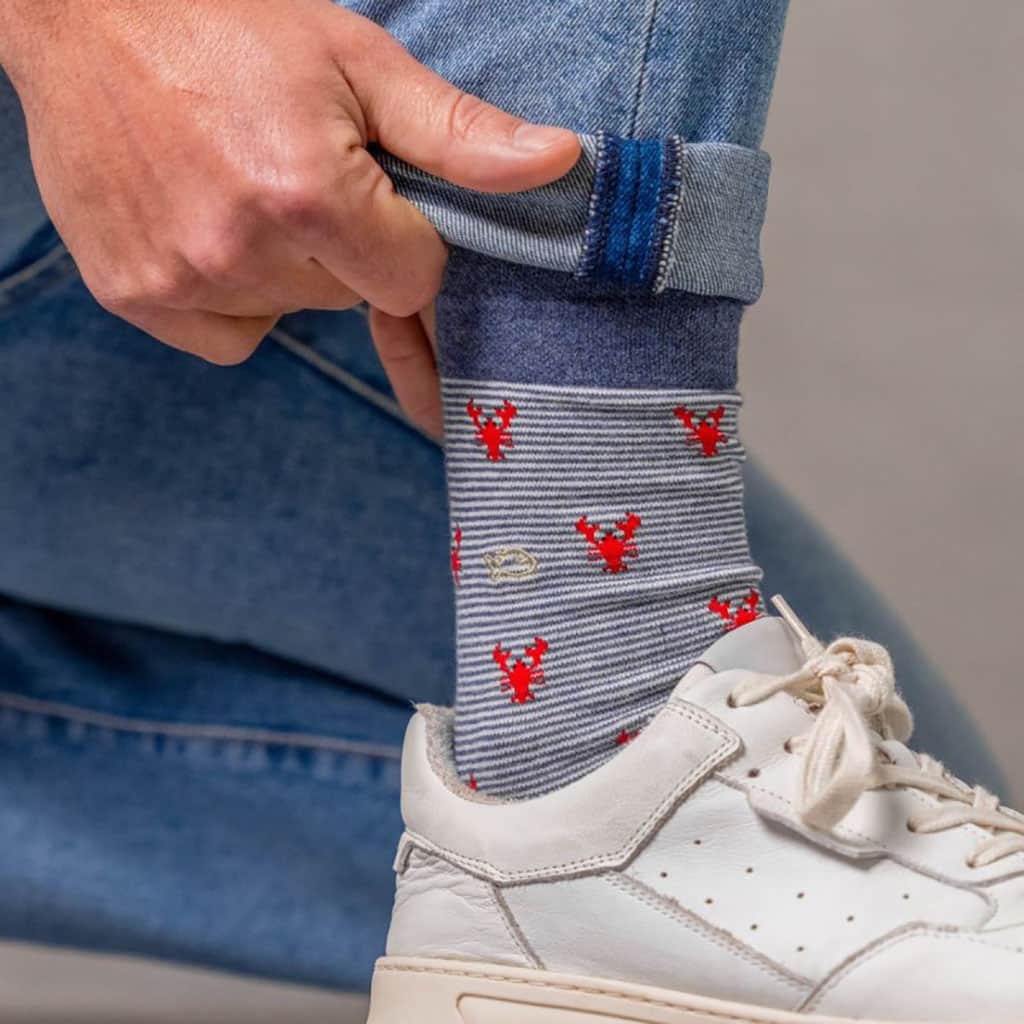 une paire de chaussettes en coton peigné "Homard" Billybelt, ambiance porté