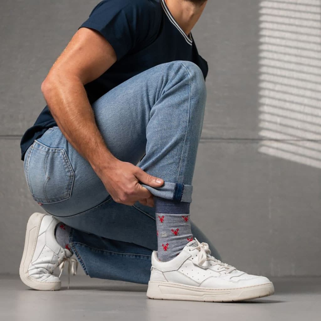 une paire de chaussettes en coton peigné "Homard" Billybelt, ambiance porté