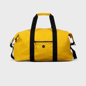 un sac de voyage duffle bag jaune 100% polyester avec revêtement en polyuréthane Billybelt, vue de face sur fond blanc