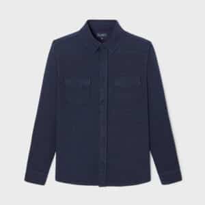 une surchemise en maile infroissable bleu marine Billybelt, vue de face sur fond blanc