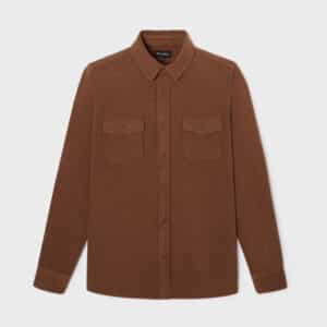 une surchemise en maile infroissable marron Billybelt, vue de face sur fond blanc