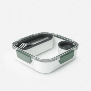 une boîte à déjeuner olive Black+Blum, vue de face sur fond blanc