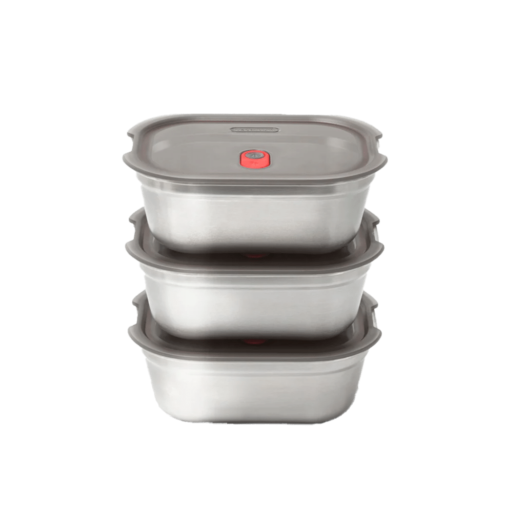 un set de 3 boîtes repas Black+Blum, vue de face sur fond blanc