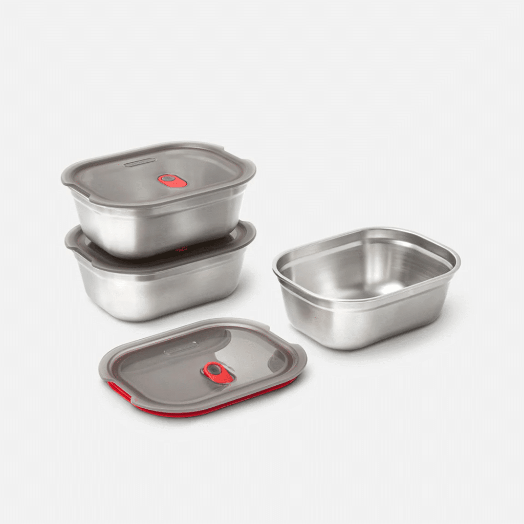 un set de 3 boîtes repas Black+Blum, vue de face sur fond blanc