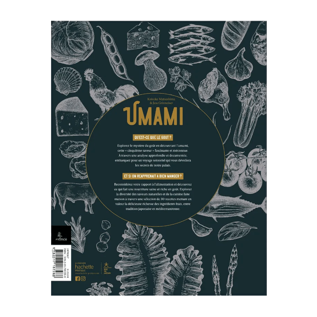 Livre Umami - Le Goût De L'harmonie Et Du Lien, Hachette Pratique, vue de derrière sur fond blanc