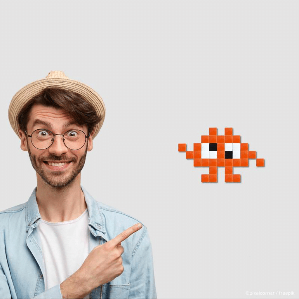 Kit DIY Pixel Art - Little Alien O'Rangy - Orange, Kubbick, ambiance
