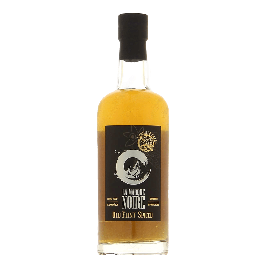 Vieux rhum 70cl - Old Flint Spiced - La Marque Noire - Vu de face sur fond blanc