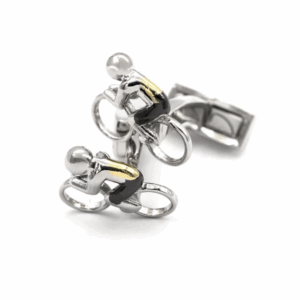 Boutons de manchette Vélo Grand Colombier – Argent - The Nines - Vus de face sur fond blanc