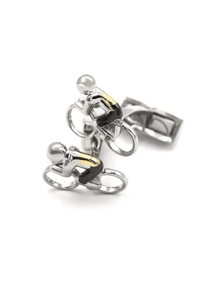 Boutons de manchette Vélo Grand Colombier – Argent - The Nines - Vus de face sur fond blanc