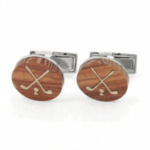 Boutons de manchette – Golf Bay Hill Club – Bois - The Nines - Vus de face sur fond blanc