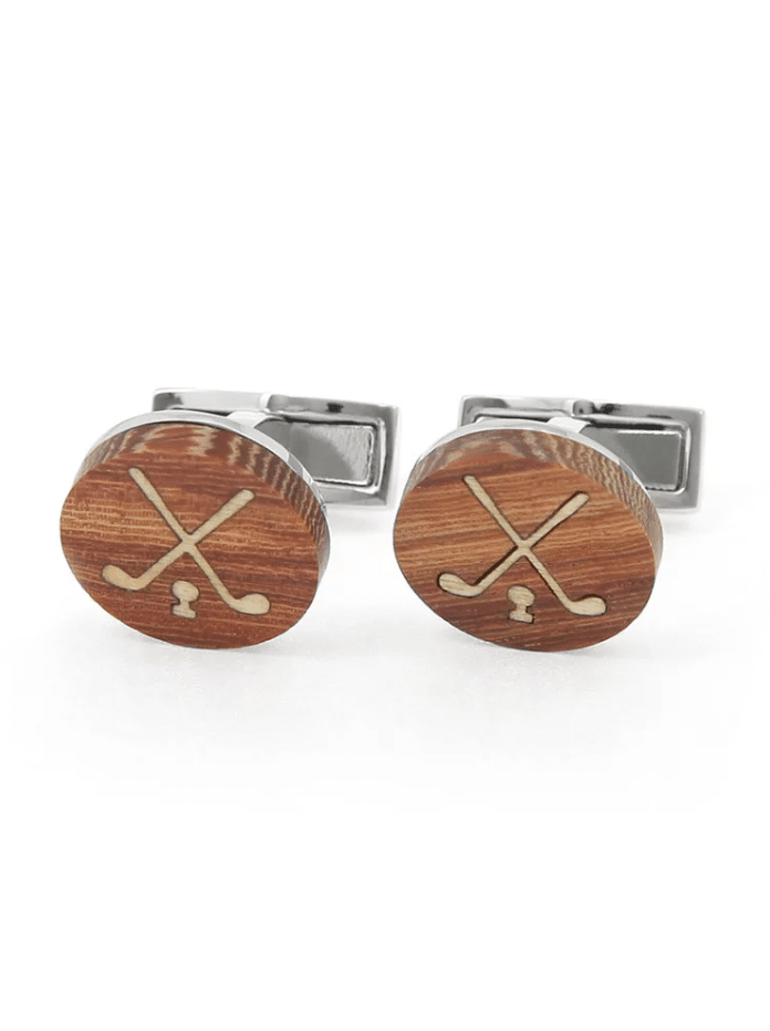 Boutons de manchette – Golf Bay Hill Club – Bois - The Nines - Vus de face sur fond blanc