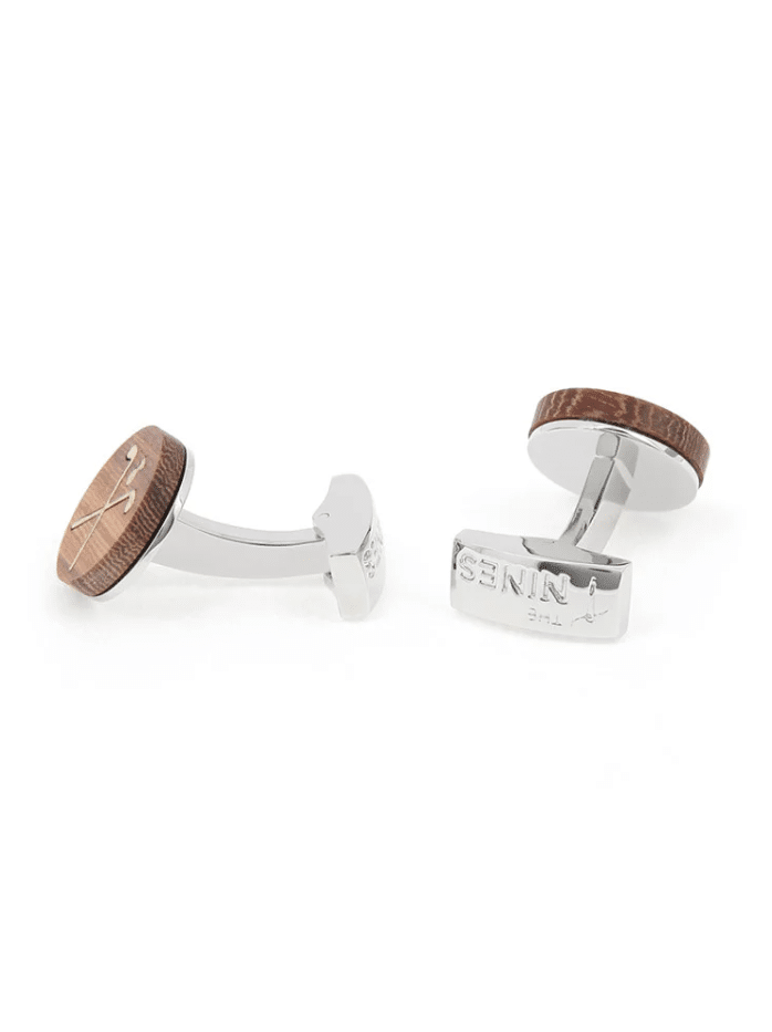 Boutons de manchette – Golf Bay Hill Club – Bois - The Nines - Vus de dos et de côté sur fond blanc