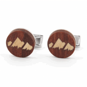 Boutons de manchette en bois – Monument Valley - The Nines - Vus de face sur fond blanc