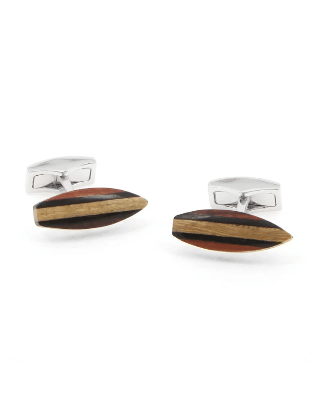 Boutons de manchette Surf Parlementia – Bois -The Nines - Vus de face sur fond blanc
