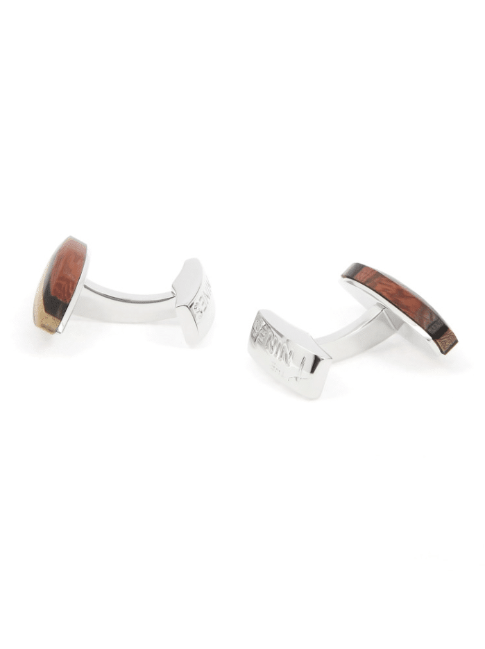 Boutons de manchette Surf Parlementia – Bois -The Nines - Vus de côté sur fond blanc