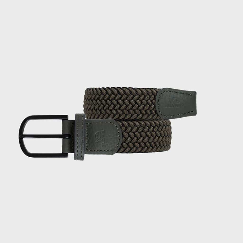 Une ceinture tressé élastique "Sherwood" Billybelt, vue de face sur fond blanc