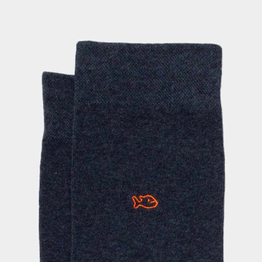 Une paire de chaussette en coton bleu chiné Billybelt, vue de face sur fond blanc