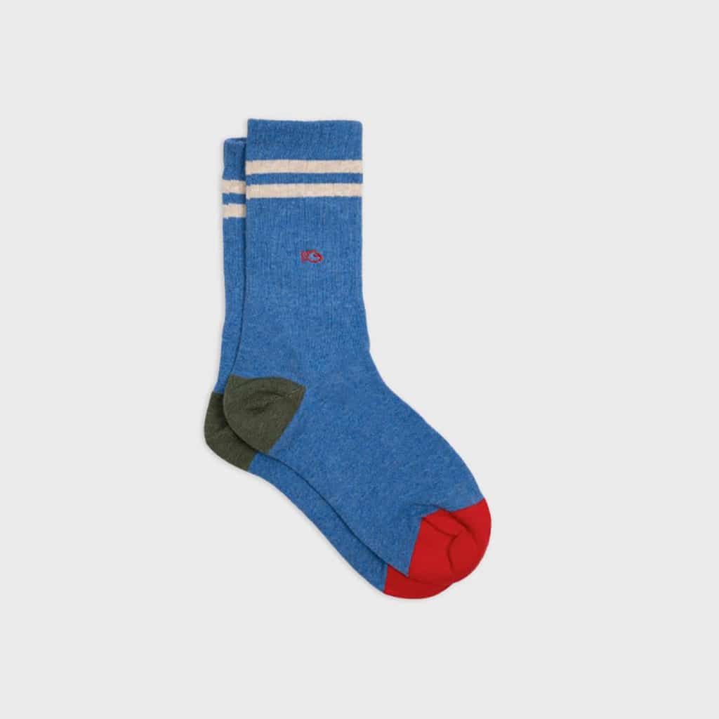 chaussettes en coton Rétro, bleu claire et beige, Billybelt, vue de face sur fond blanc