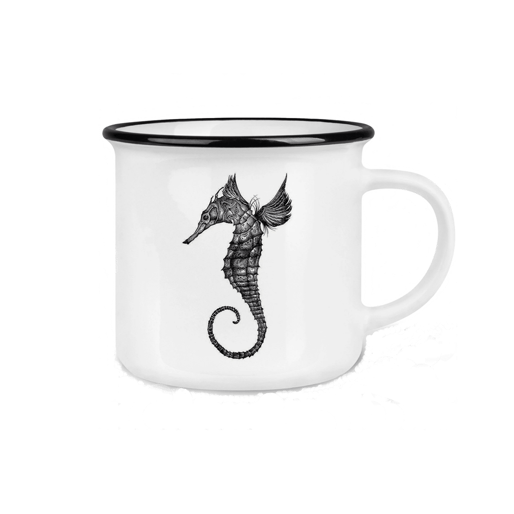 un mug en céramique hippocampe Ligarti, vue de face sur fond blanc