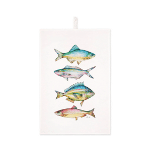 un torchon poissons Ligarti, vue de face sur fond blanc