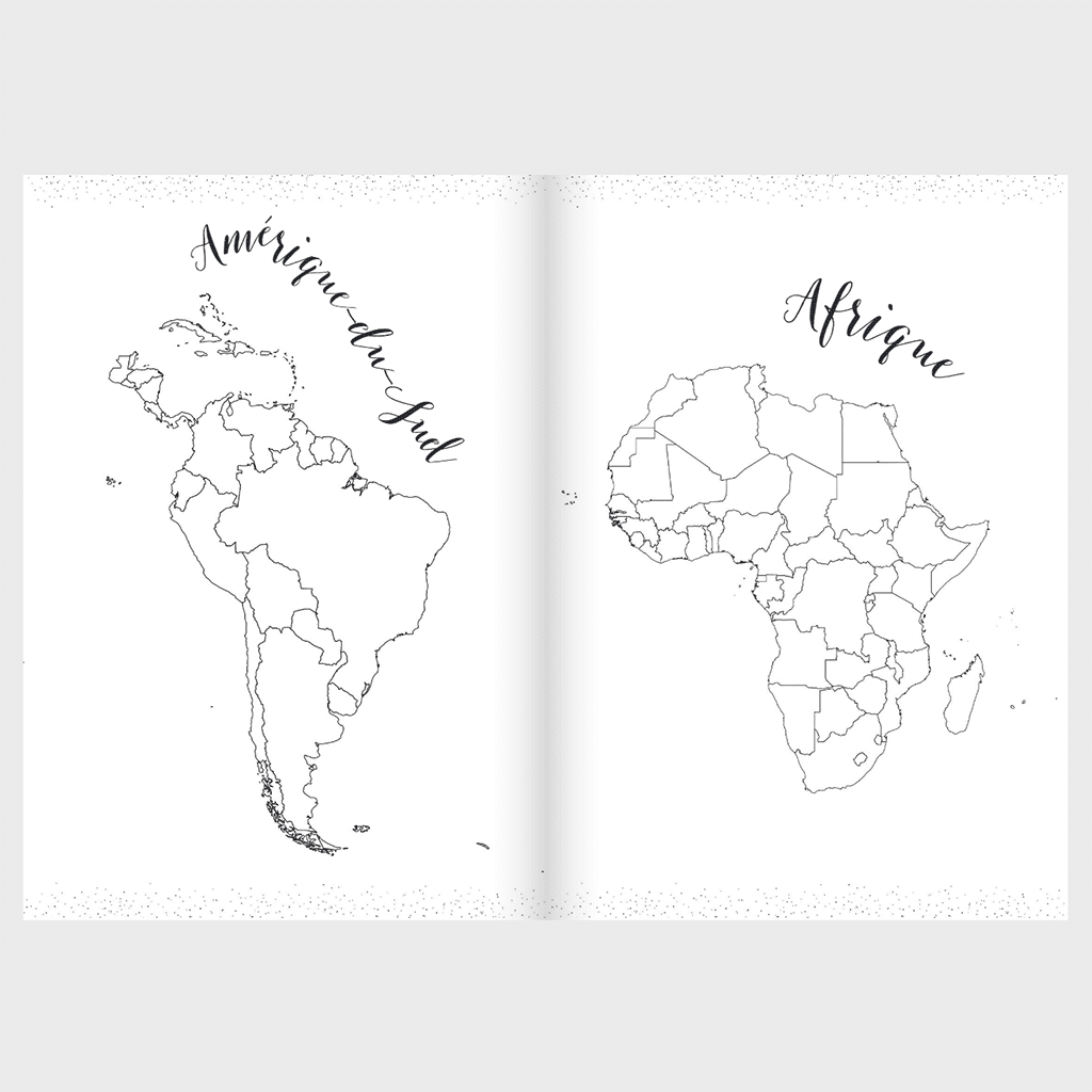 Carnet d’aventures voyages - un compagnon pour explorer le monde autrement, Aventura Edition, vue de face, ouvert, sur fond gris