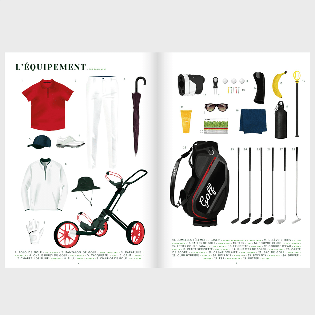 Carnet de golf - Le compagnon idéal pour vos souvenirs, Aventura Edition, vue de face, ouvert, sur fond gris