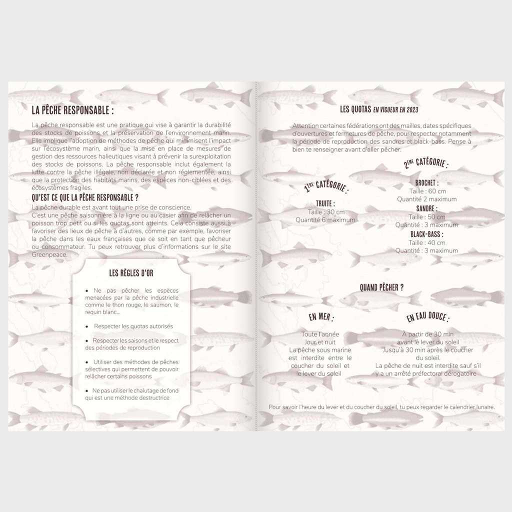 Carnet de pêche - un compagnon incontournable pour les pêcheurs, Aventura Edition, vue de face, ouvert, sur fond blanc