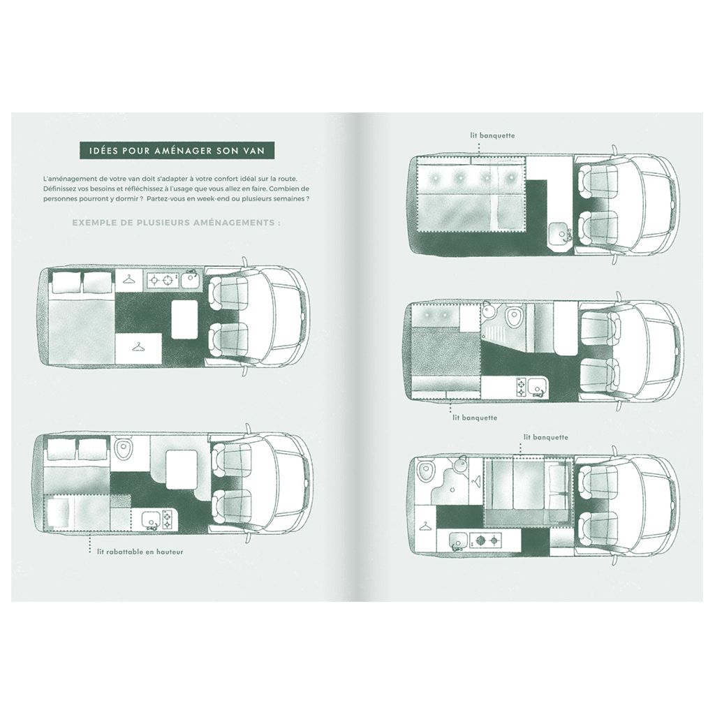 Carnet de voyage van life - Votre guide pour l’aventure sur la route, Aventura Edition, vue de face, ouvert, sur fond blanc