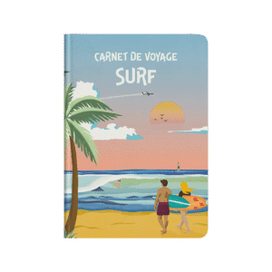 Carnet de voyage surf - votre compagnon de glisse, Aventura Edition, vue de face sur fond blanc