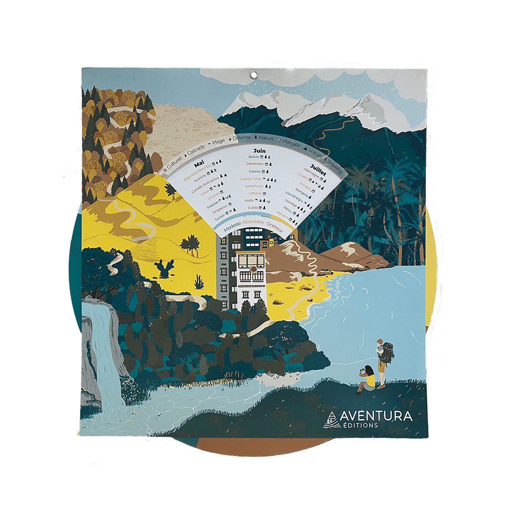 Le Disque du Voyageur : Votre Guide de Voyage Personnalisé, Aventura Edition, vue de face sur fond blanc
