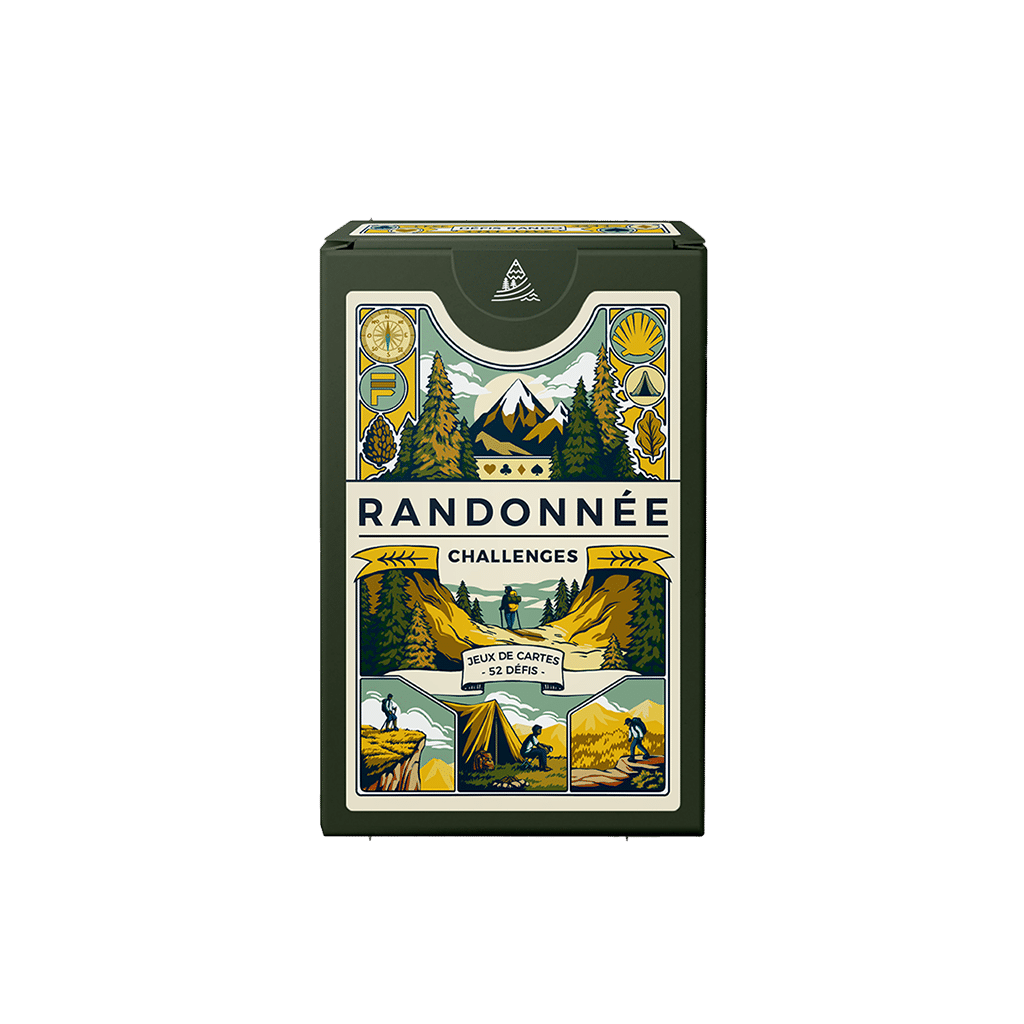 Jeu de Cartes Randonnée Challenges : Vivez l'Aventure à Chaque Étape, Aventura Edition, vue de face sur fond blanc