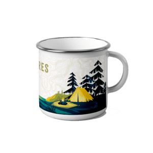 Un mug du randonneur, Aventura Edition, vue de face sur fond blanc