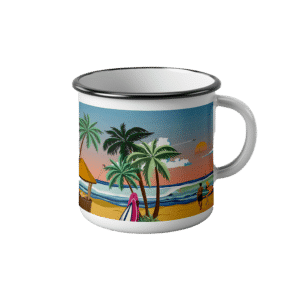 Le Mug du Surfeur : L'Évasion Rétro au Bord de la Plage, Aventura Éditions, vue de face sur fond blanc