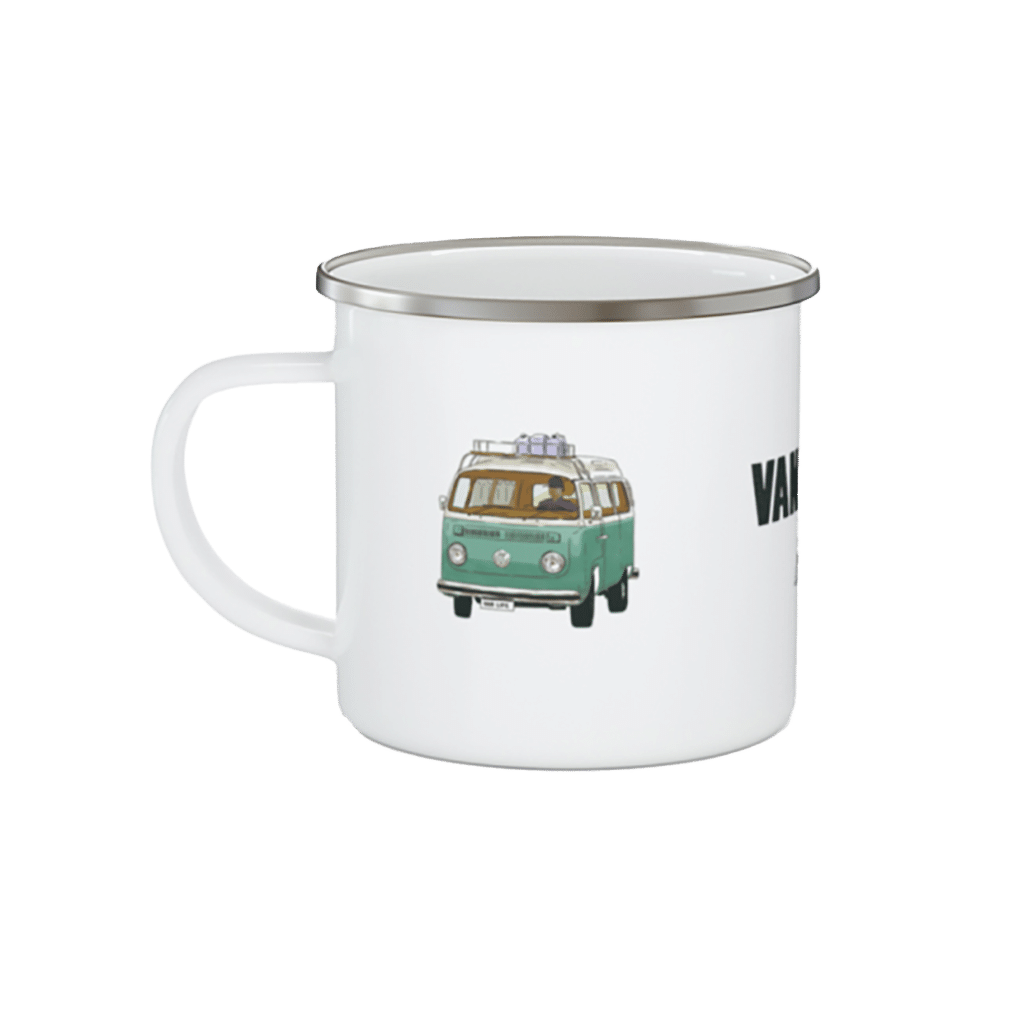 Réveillez-vous en compagnie de votre Mug du Vanlifer - Aventura Éditions, vue de face sur fond blanc