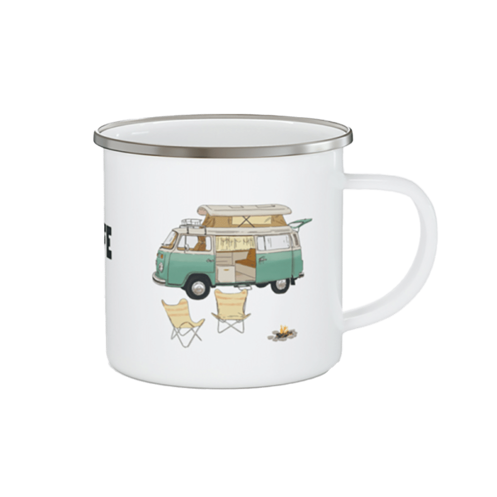 Réveillez-vous en compagnie de votre Mug du Vanlifer - Aventura Éditions, vue de face sur fond blanc