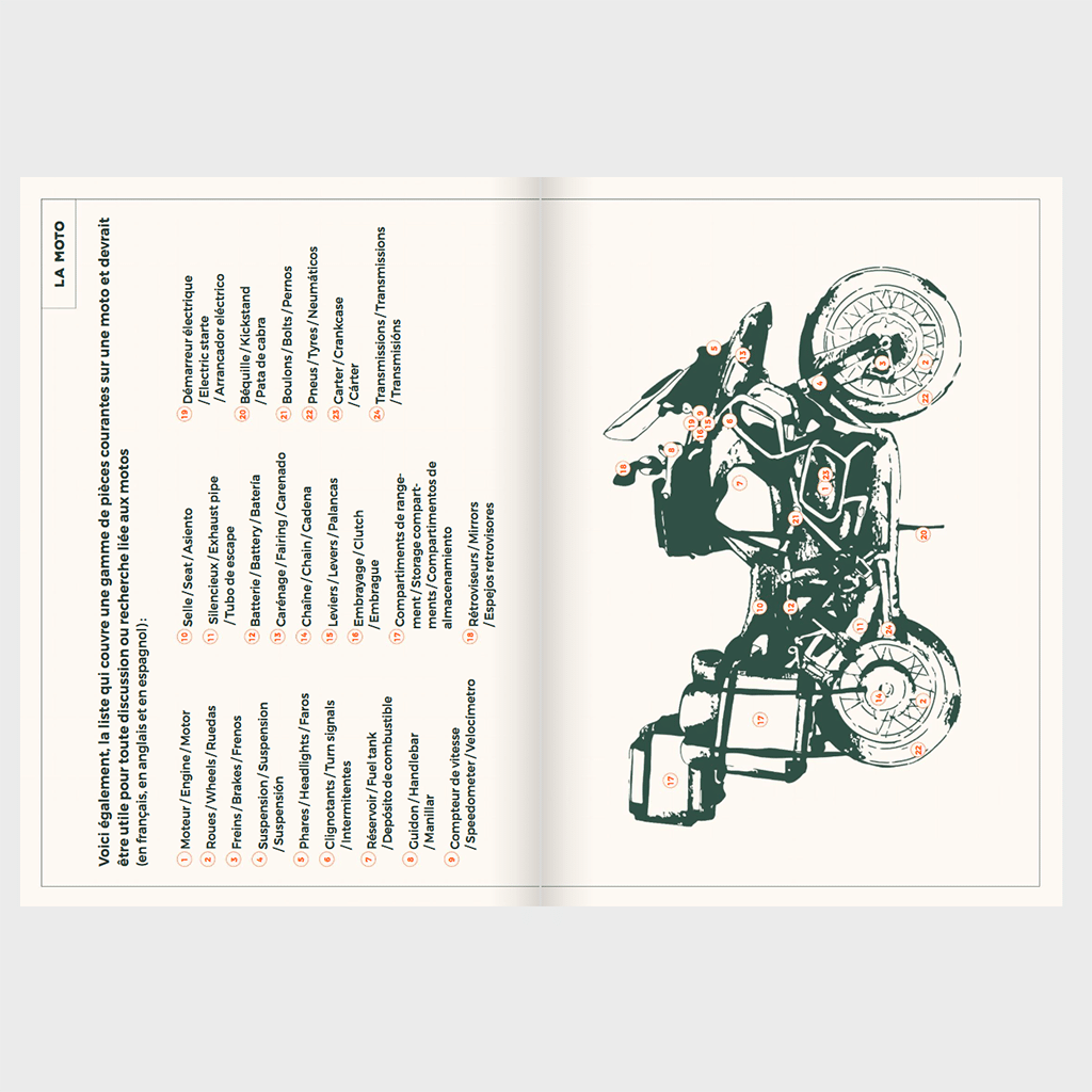 Carnet de Voyages Road Trip Moto : Votre Compagnon de Route, Aventura Edition, vue de face, ouvert, sur fond gris