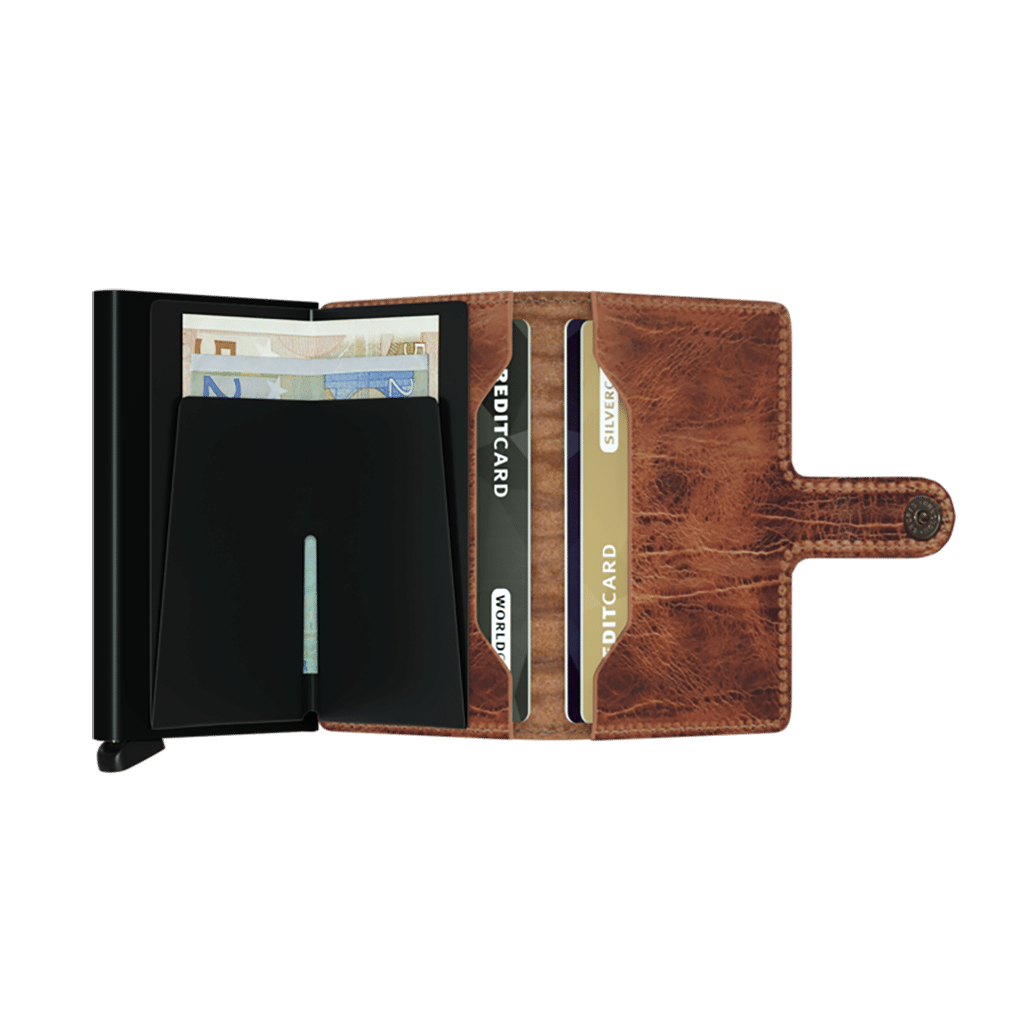 Miniwallet Dutch Martin Whiskey : Élégance et Compacité, Secrid, vue de face ouvert sur fond blanc