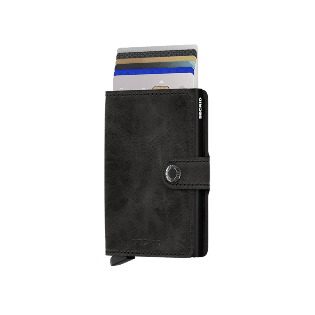 Miniwallet Vintage Black : Élégance et Compacité, Secrid, vue de face sur fond blanc