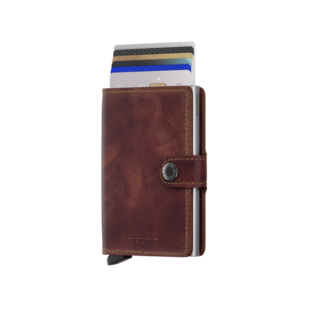 Miniwallet Vintage Brown : Élégance et Compacité, Secrid, vue de face sur fond blanc