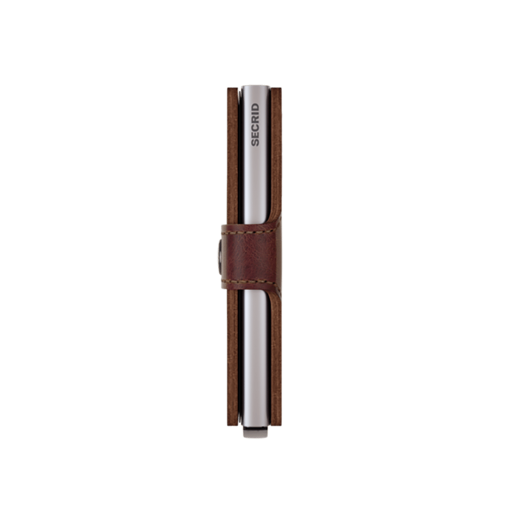 Miniwallet Vintage Brown : Élégance et Compacité, Secrid, vue de côté sur fond blanc