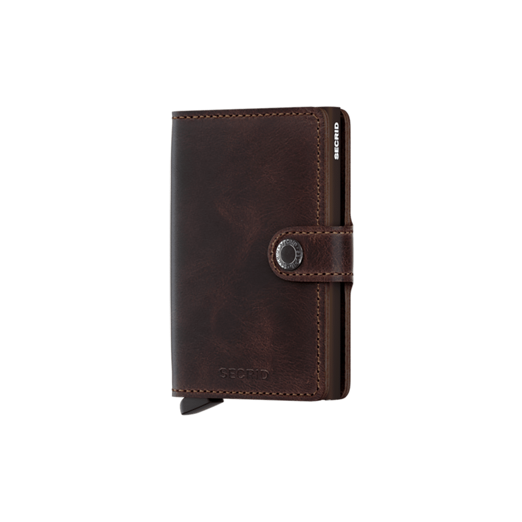 Miniwallet Vintage Chocolate : Élégance et Compacité, Secrid, vue de face sur fond blanc