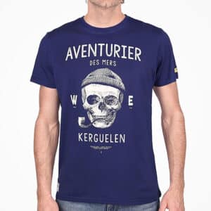 T-shirt Aventurier des Mers bleu océan : Confort et Style, Stered, vue de face sur fond blanc
