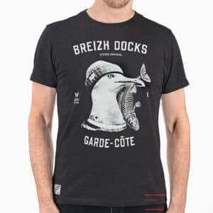 T-shirt Garde-Côte Gris Chiné : Élégance et confort au quotidien, Stered, vue de face sur fond blanc