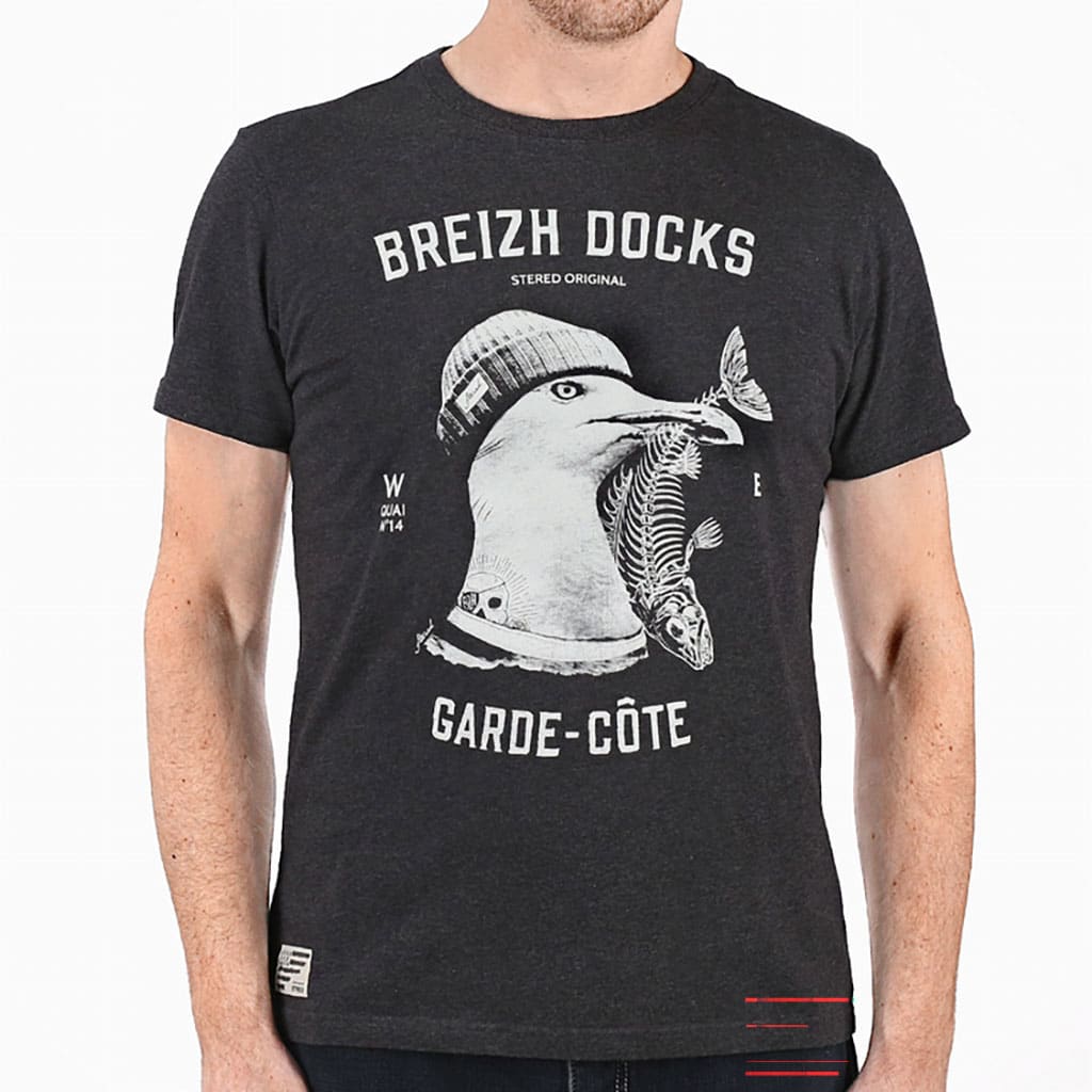 T-shirt Garde-Côte Gris Chiné : Élégance et confort au quotidien, Stered, vue de face sur fond blanc