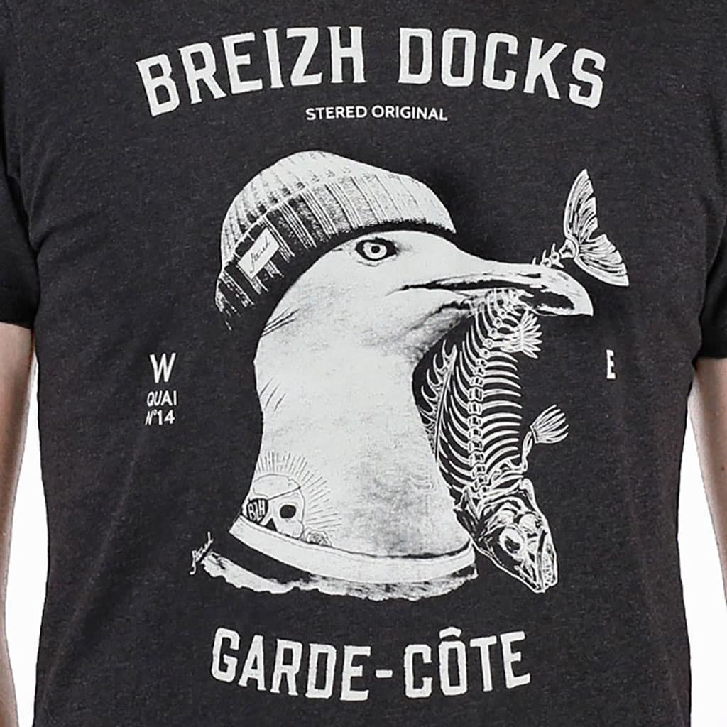 T-shirt Garde-Côte Gris Chiné : Élégance et confort au quotidien, Stered, zoom sur le motif