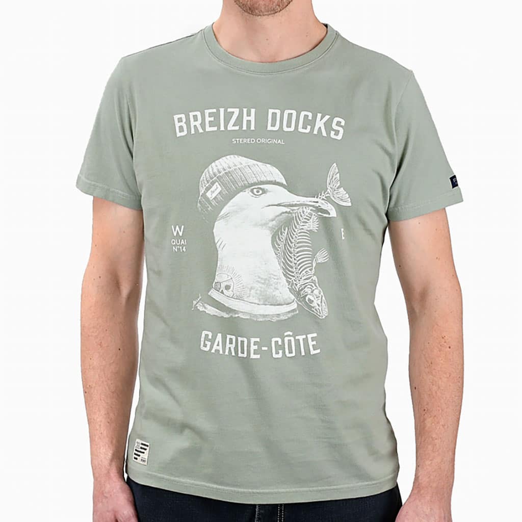T-shirt Garde-Côte Olive : Élégance et confort au quotidien, Stered, vue de face sur fond blanc
