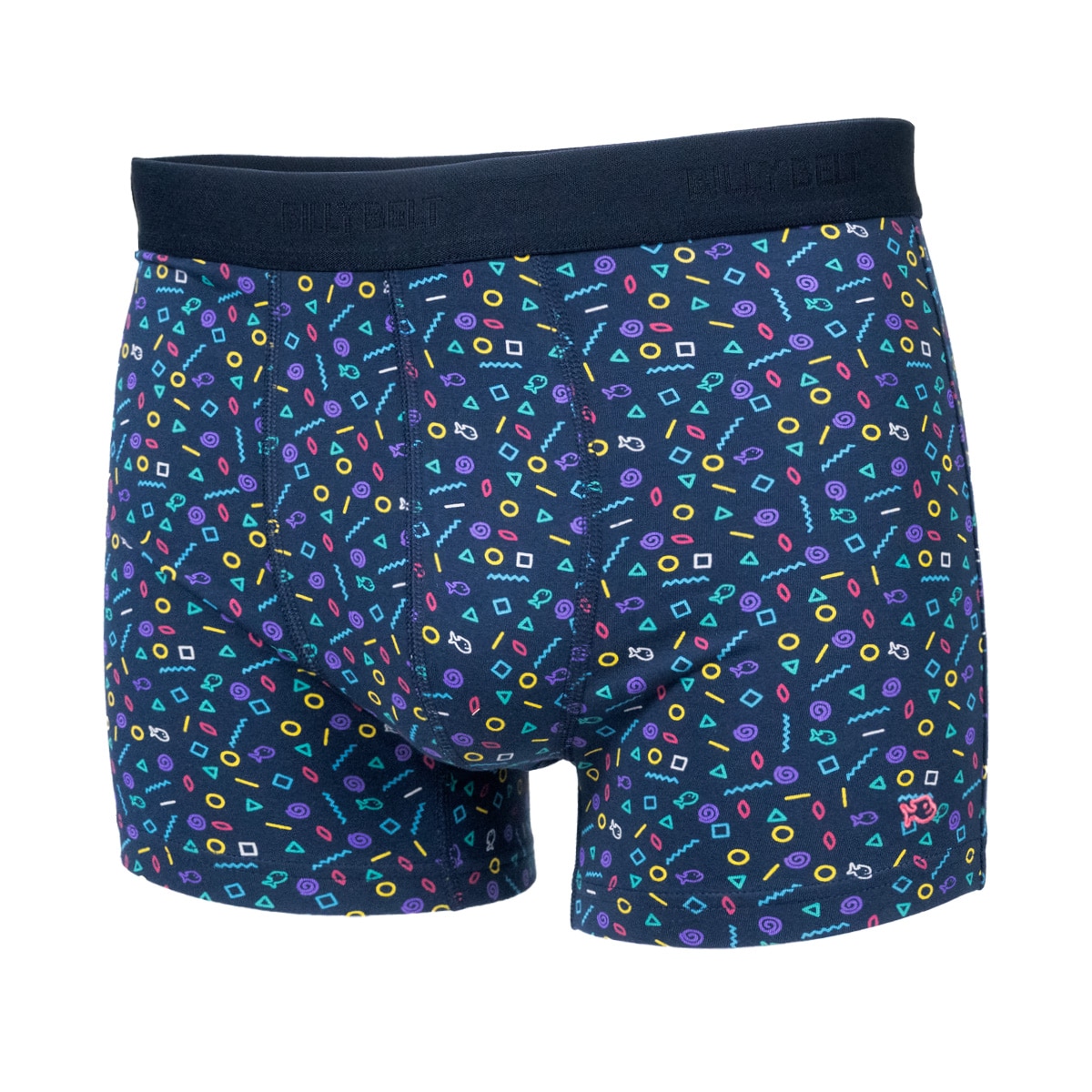 Boxer en coton biologique « Back to 80’s » – Billybelt - Vu de face sur fond blanc